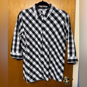 Alia Black & White Checkered Button-Down Shirt